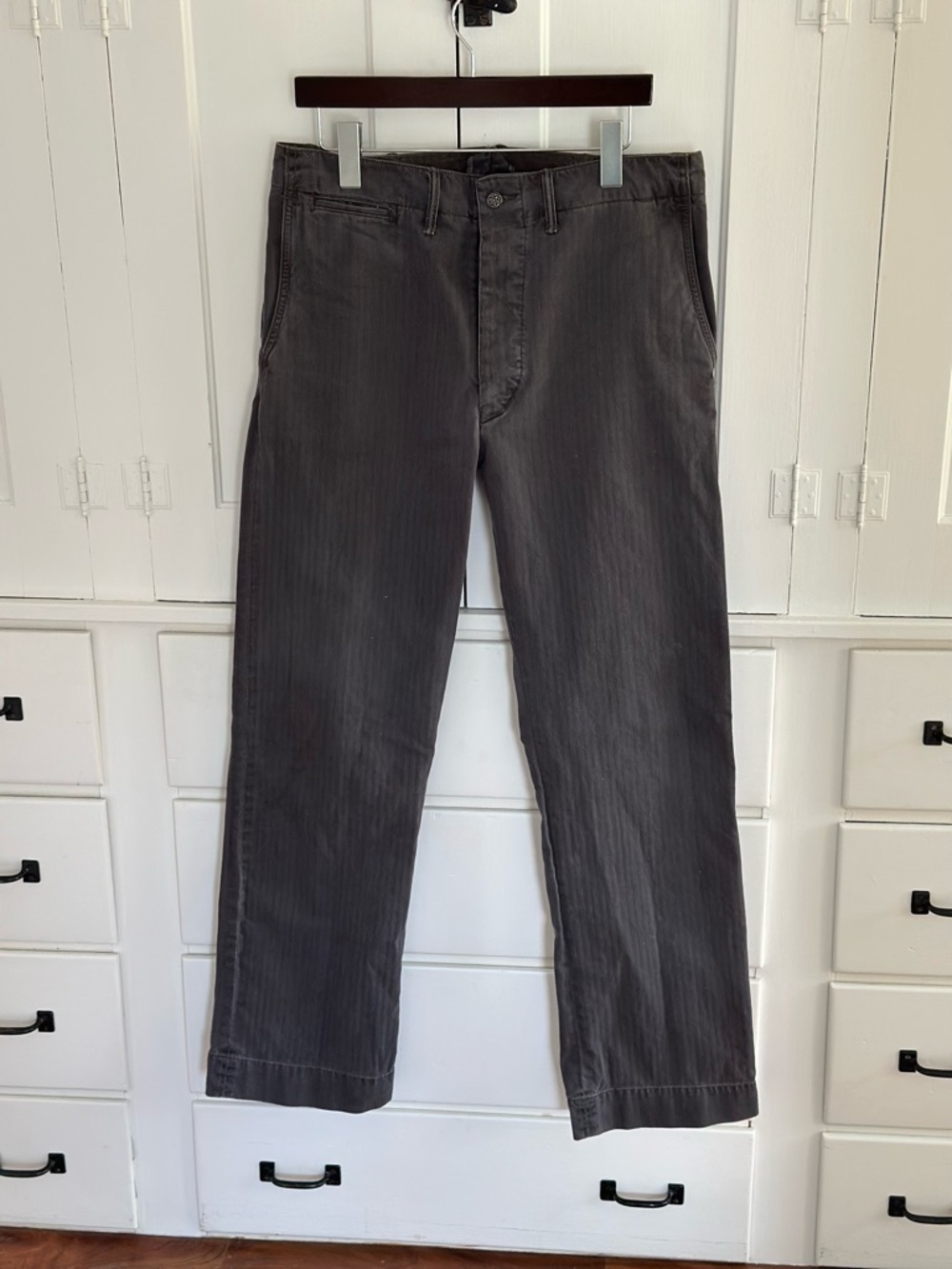 Double RL grey Herringbone Straight-Leg Chino